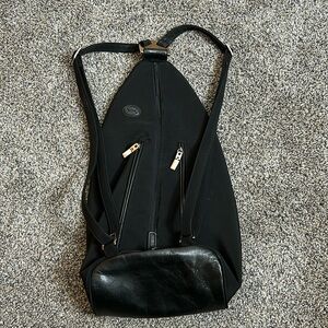 Hobo International Black Sling Backpack Bag Nylon Leather